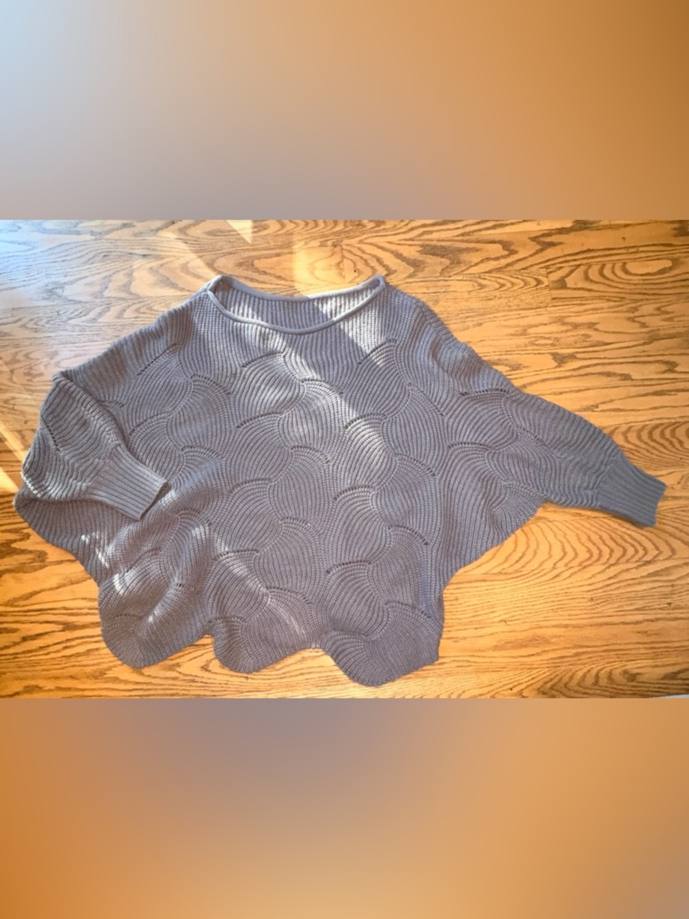 Oversized Scalloped Mermaid Knit Batwing Sweater - Grey